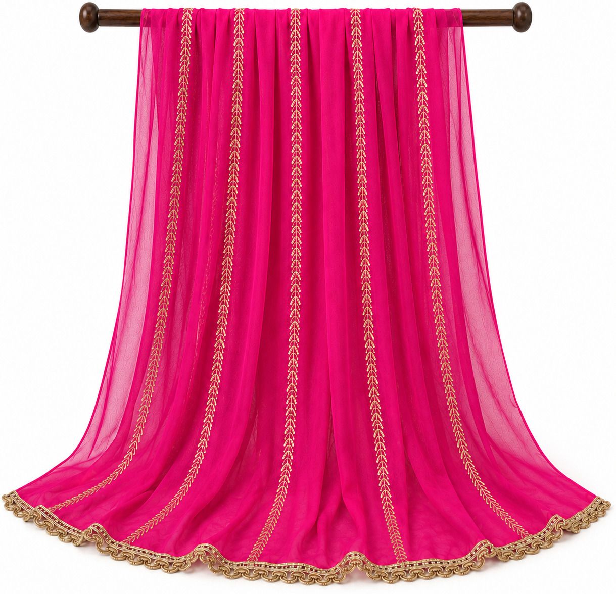 groundfashion Chiffon Solid Pink Women Dupatta-picture-5