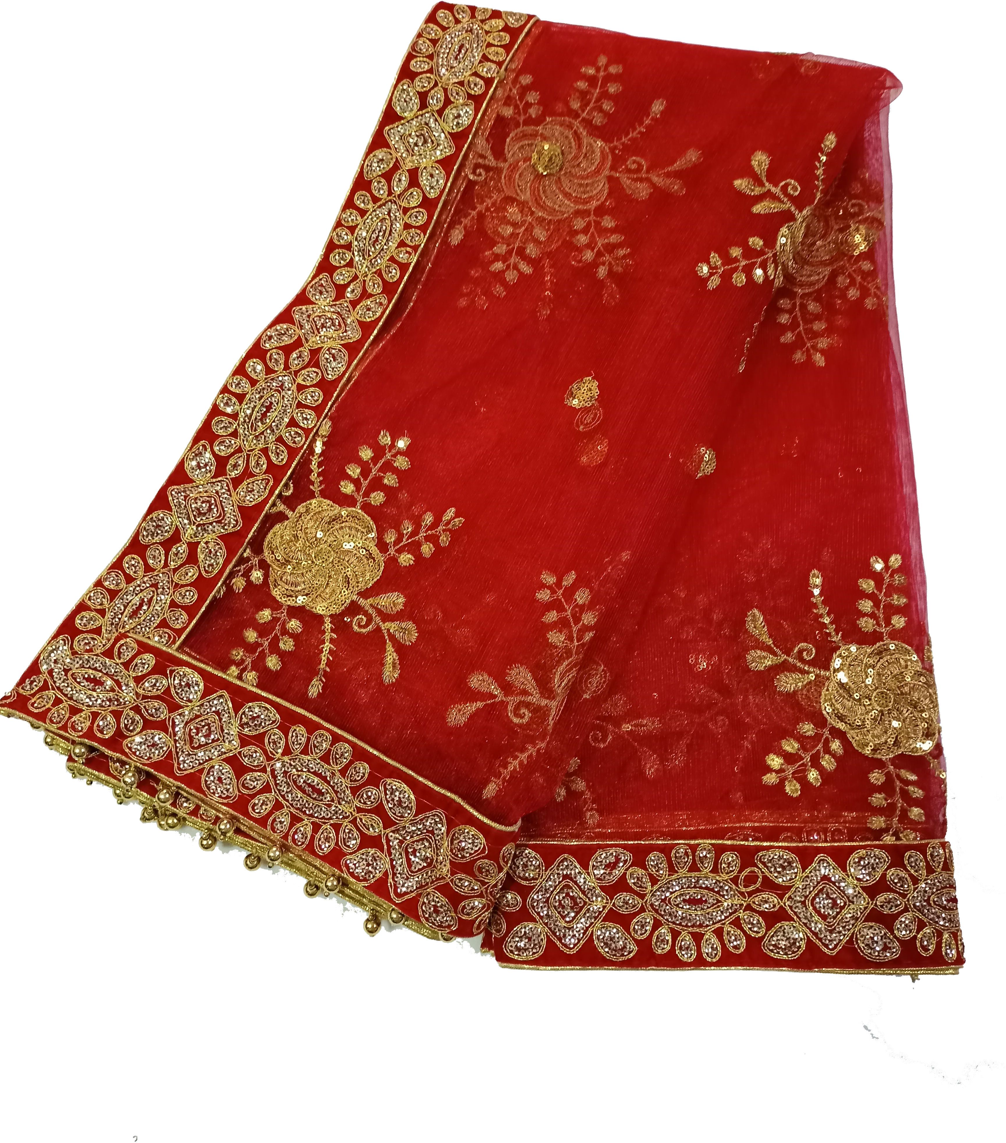 Georgette Embroidered Red Women Dupatta-image-23