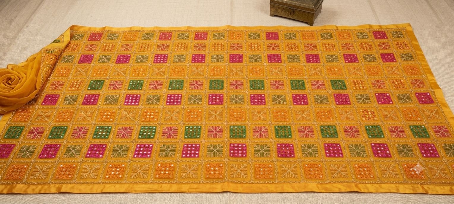 Chiffon Embroidered Yellow, Multicolor Women Dupatta-image-46