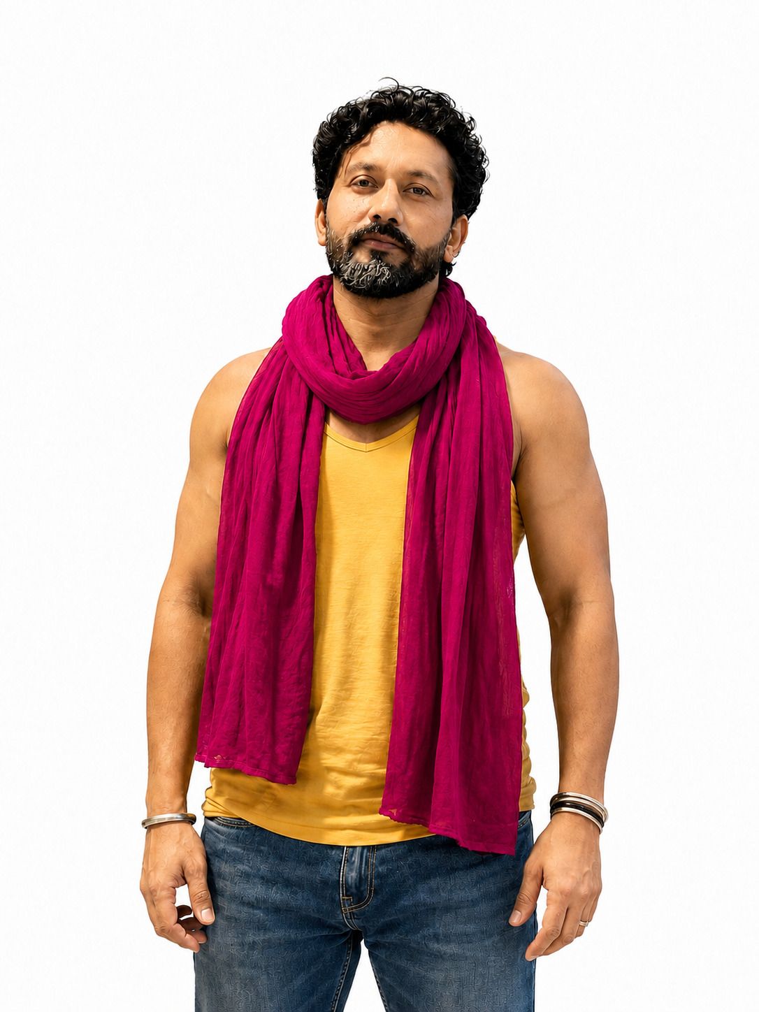 tradeezest Pure Cotton Solid Pink Men Dupatta-picture-21