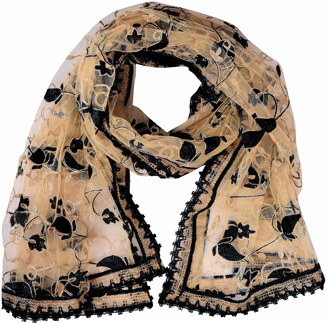 whiteheaven Net Embroidered Black Women Dupatta-picture-14