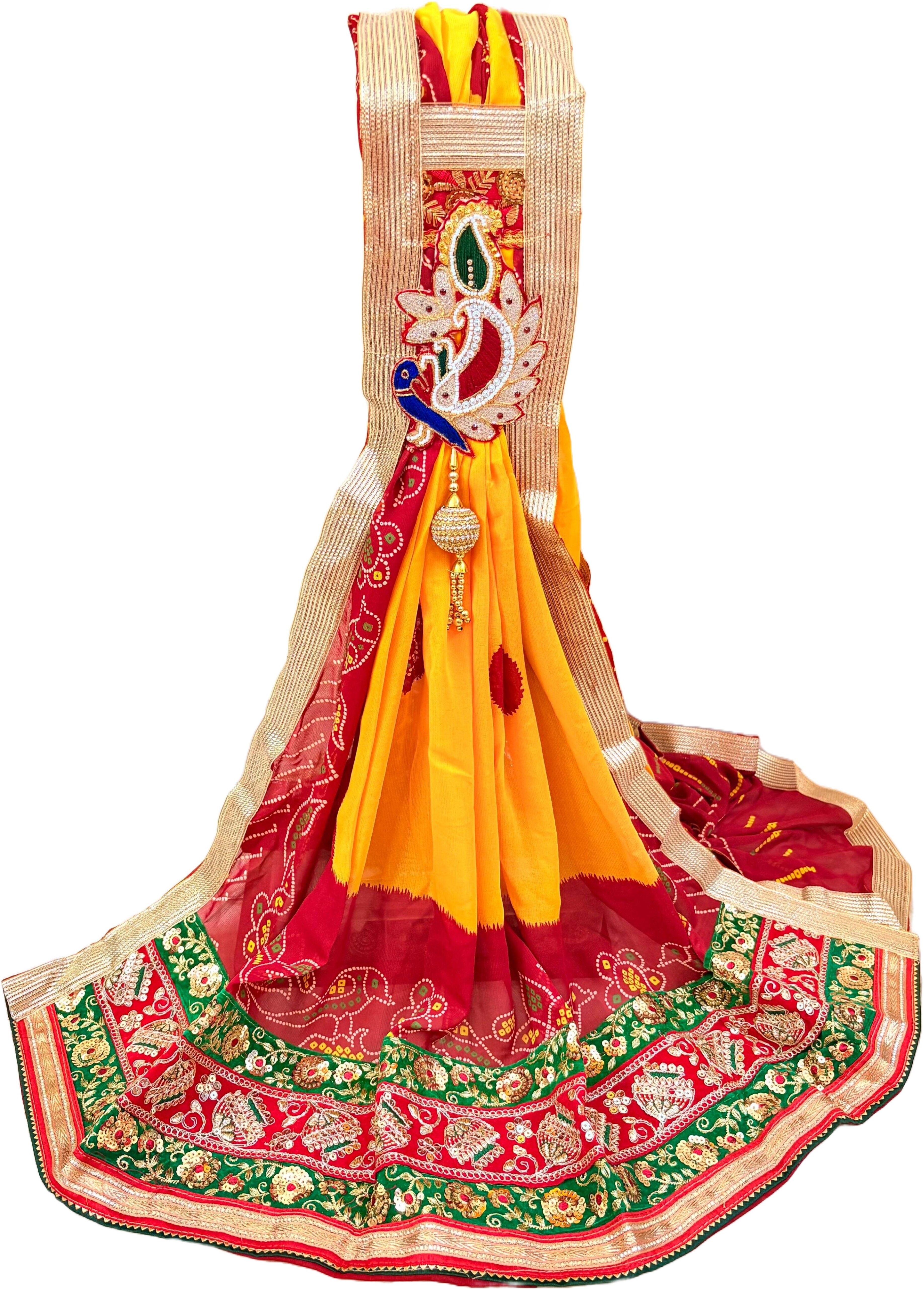evaan creations Poly Georgette Embroidered Yellow Women Dupatta-picture-28