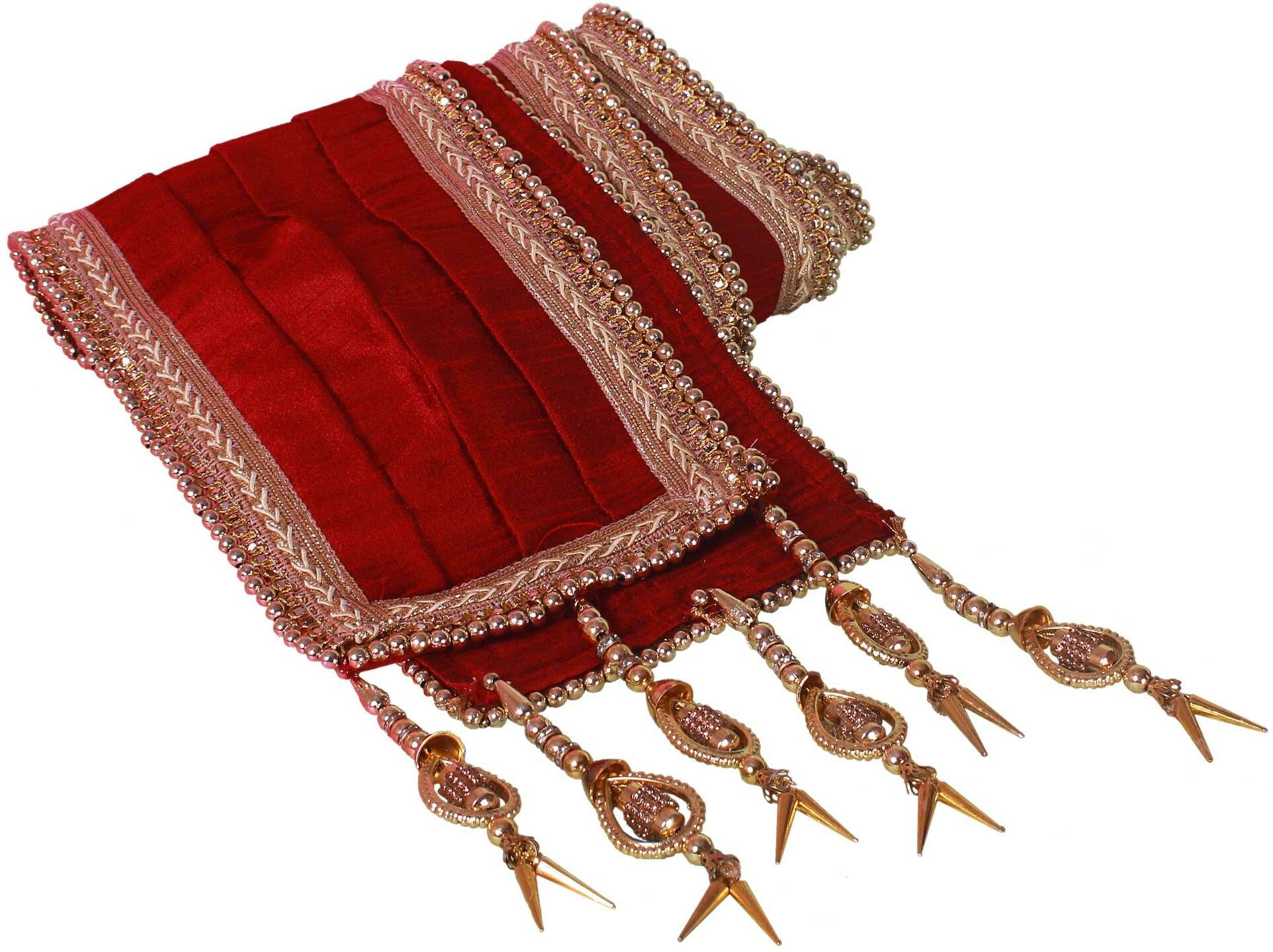 Silk Blend Solid, Striped, Embellished, Self Design Maroon Men Dupatta-image-40
