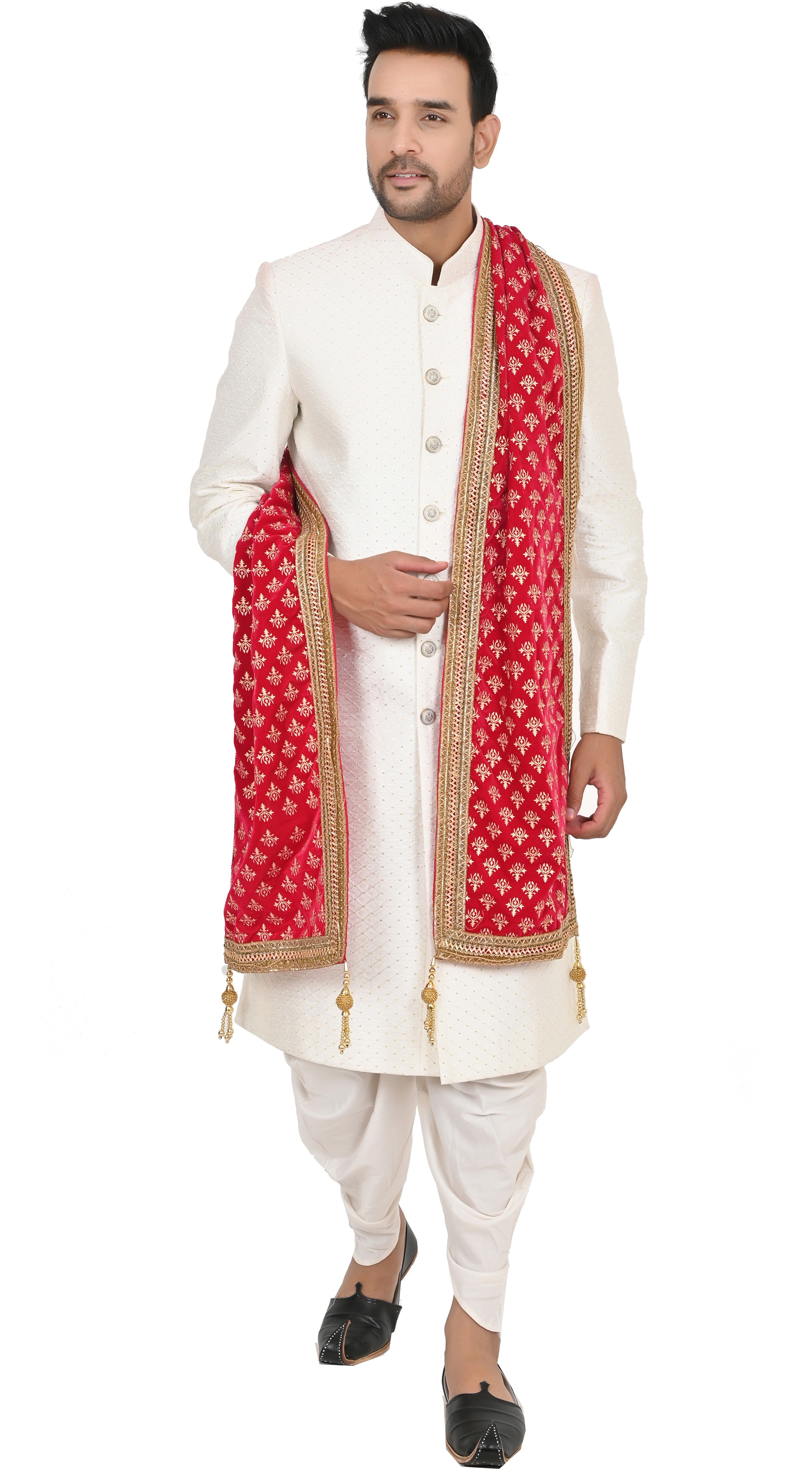 sneh Velvet Embroidered Pink Men Dupatta-picture-47