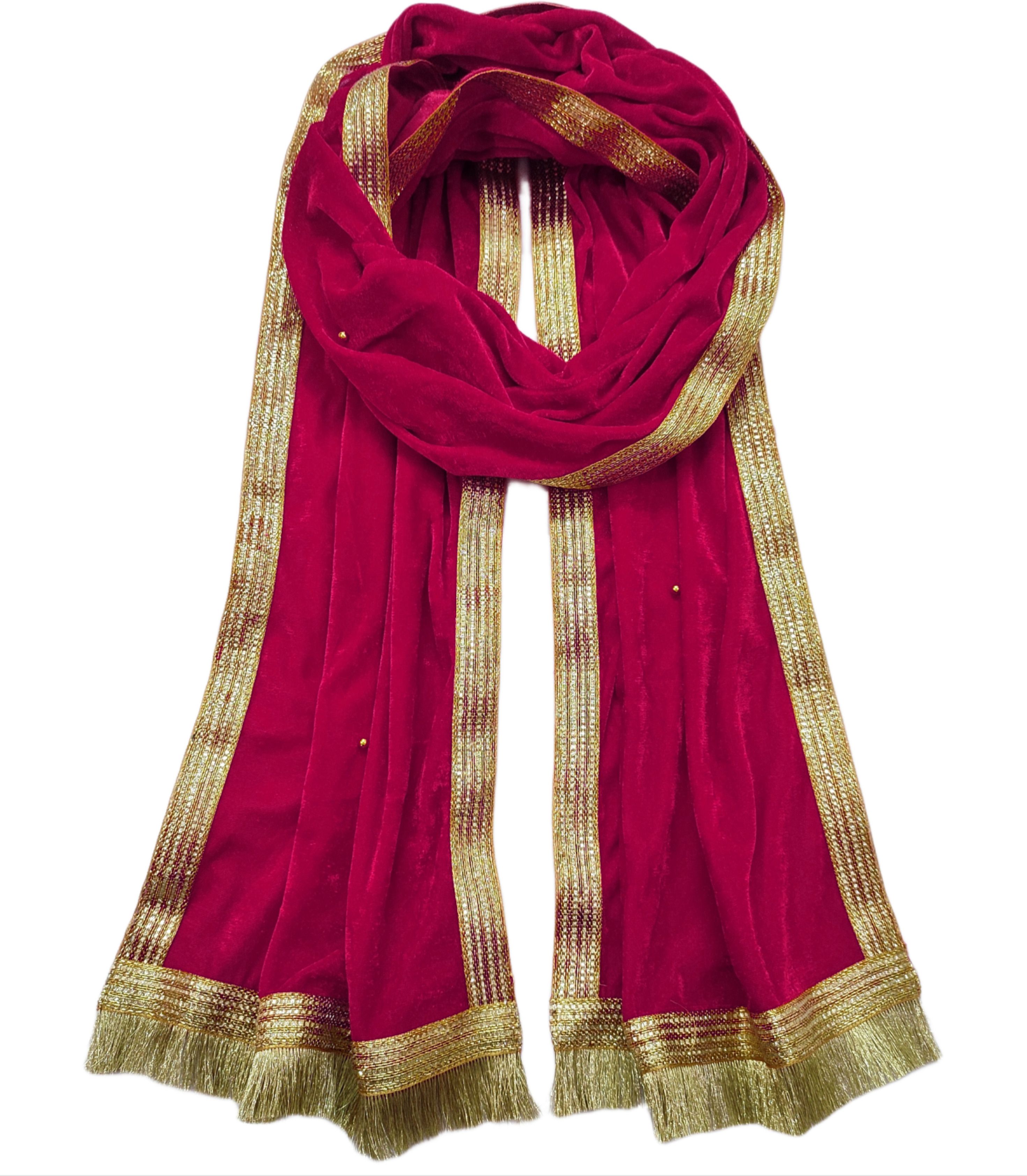 Velvet Embellished Pink Men Dupatta