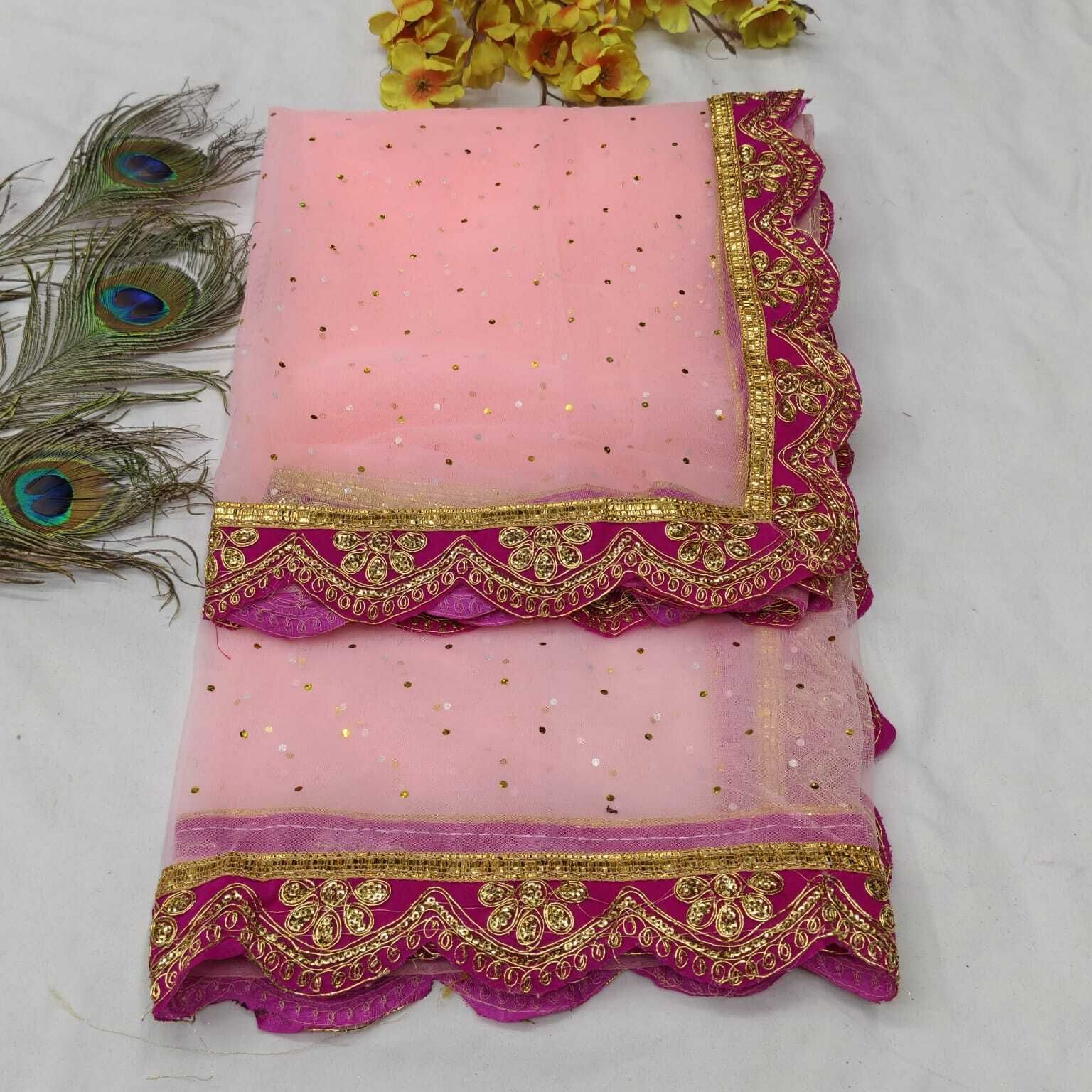Net Self Design Peach Women Dupatta-image-40