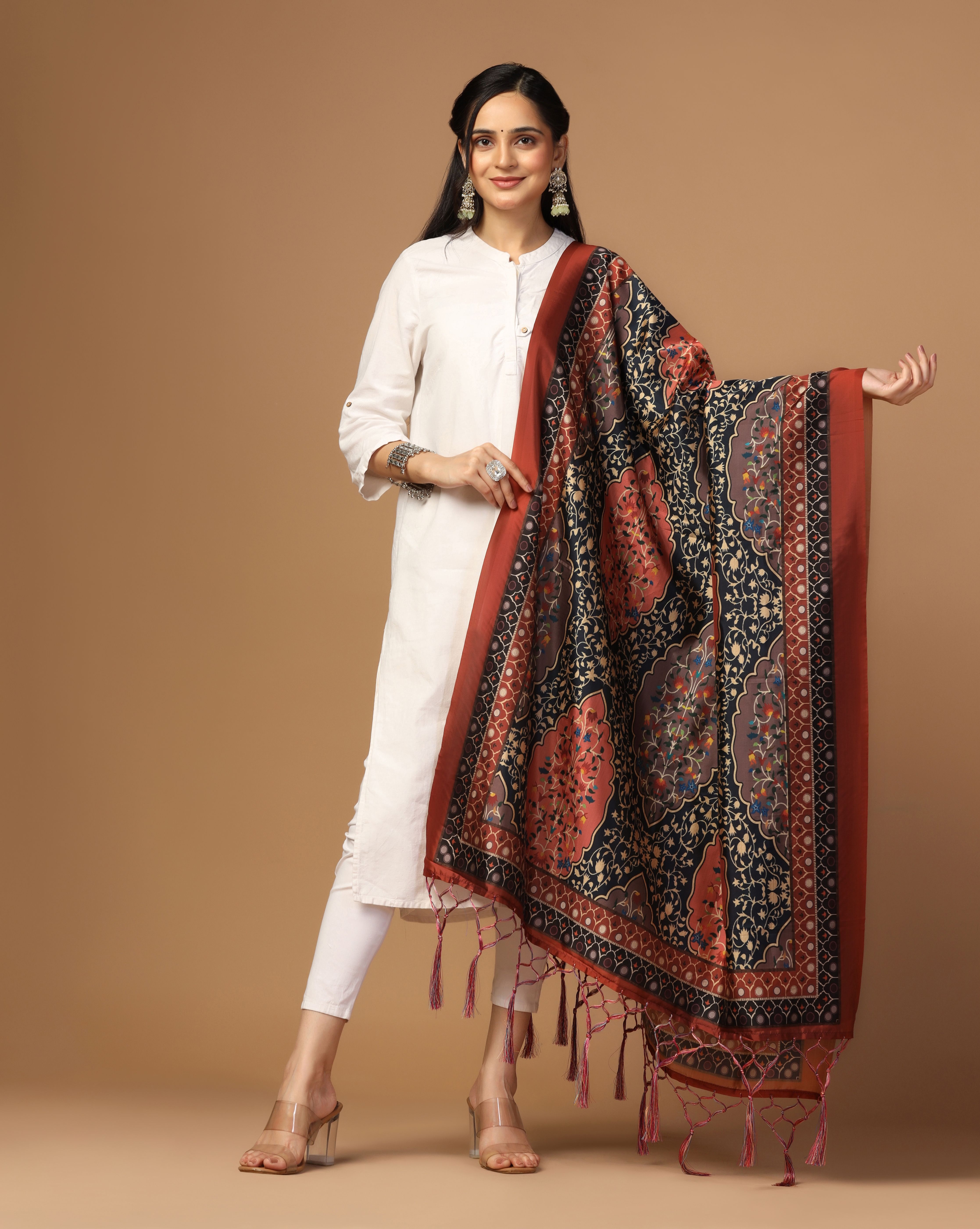 Bhagalpuri Silk Printed Maroon Women Dupatta-image-27