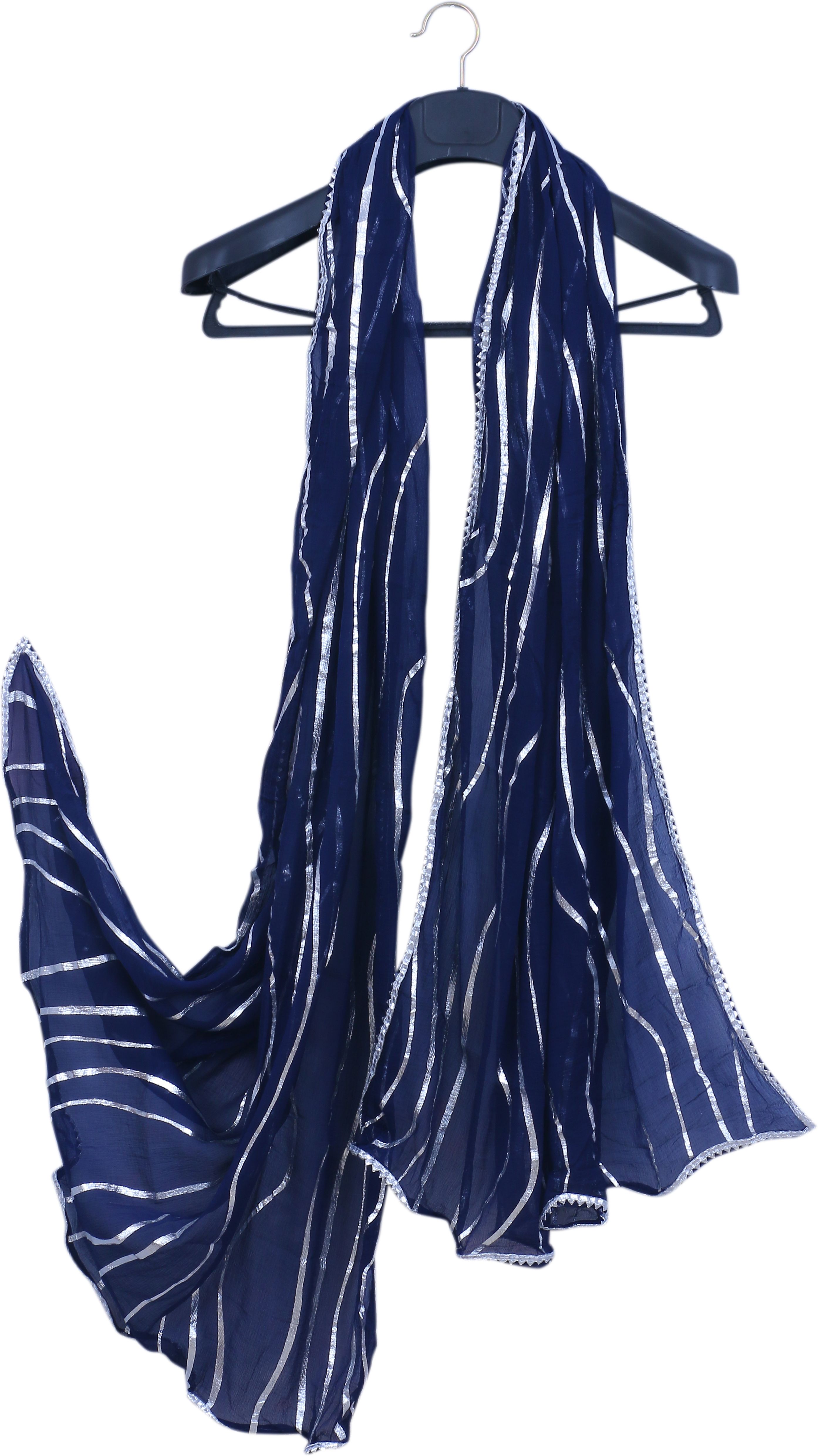 Chiffon Printed Dark Blue Women Dupatta-image-9