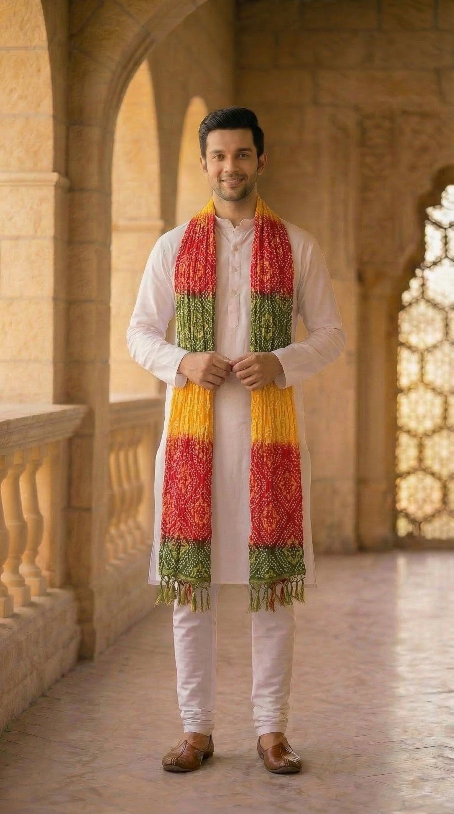 Chiffon Printed Multicolor Men Dupatta-image-44