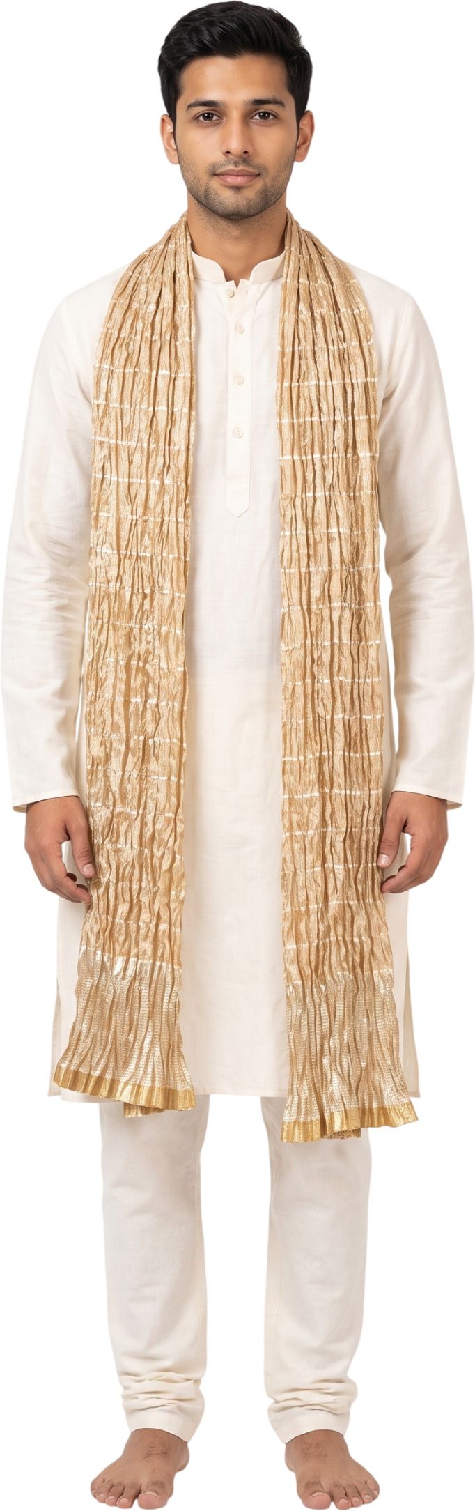 Silk Blend Striped Beige Men Dupatta-image-20