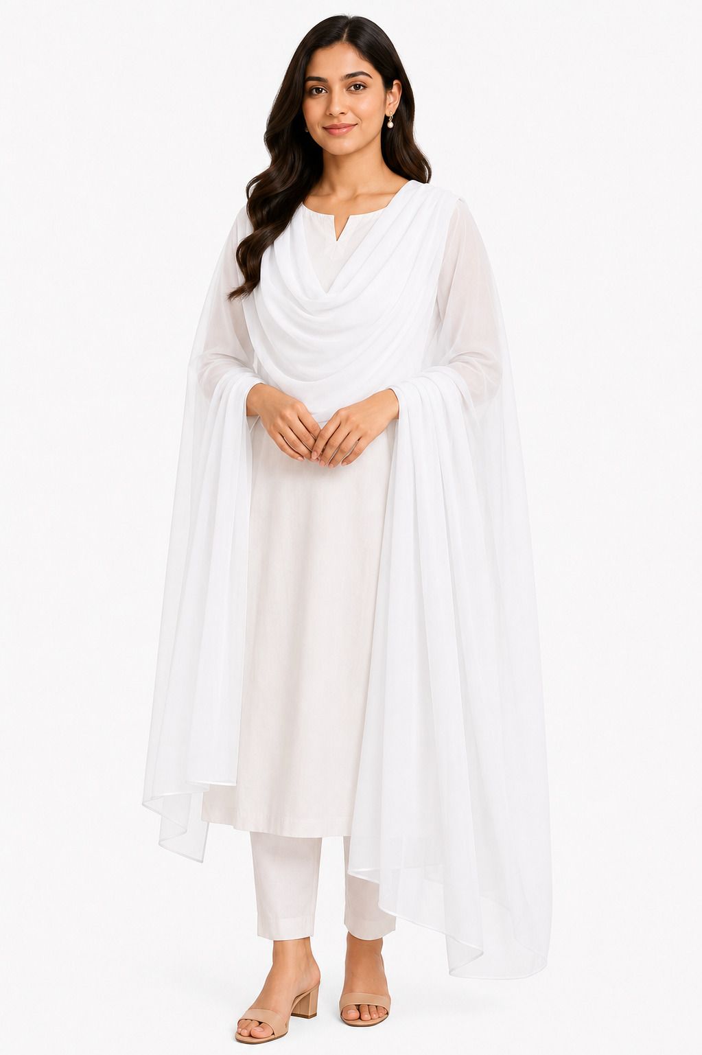 Chiffon Solid White Women Dupatta-image-37