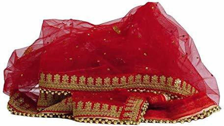 Net Embroidered Red Women Dupatta-image-36