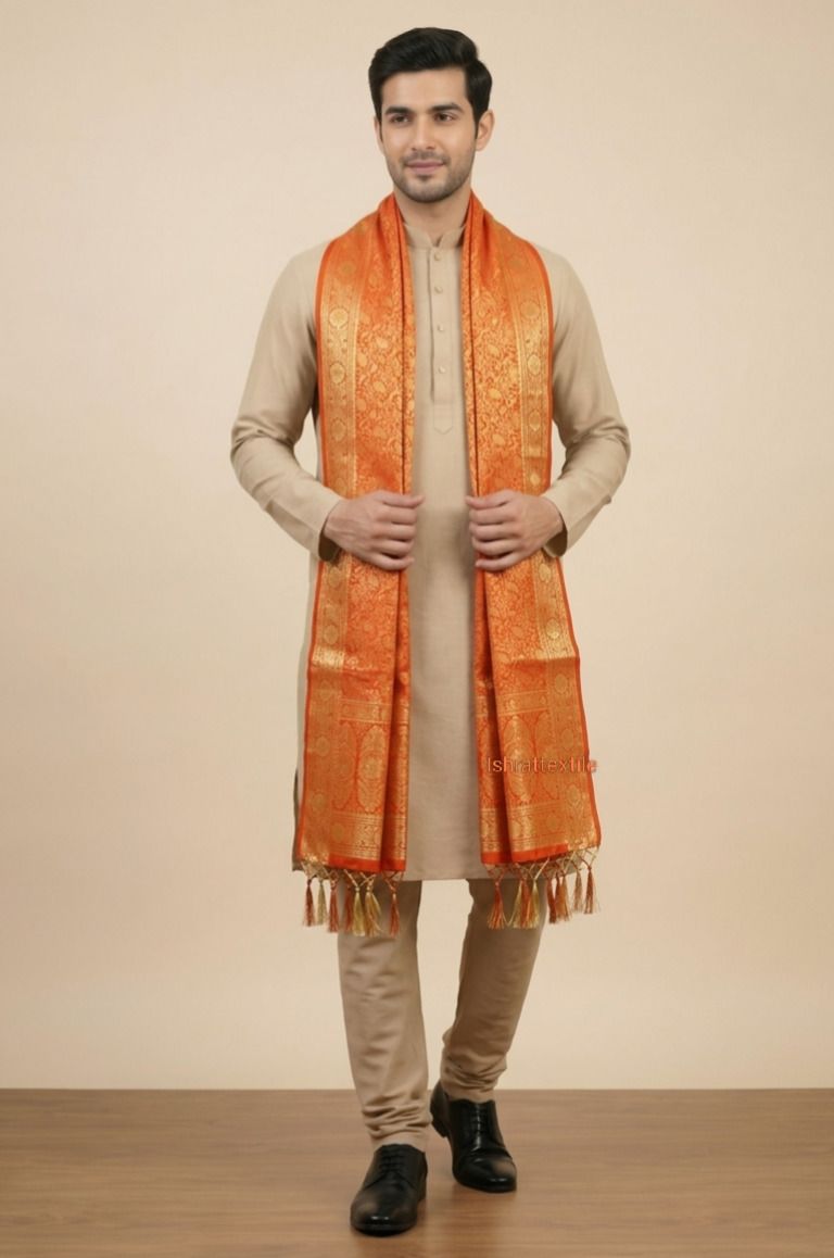 Jacquard, Art Silk Woven Multicolor Men Dupatta-image-36