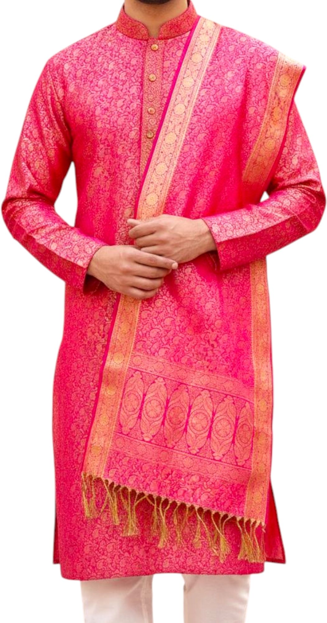 kiran silk Jacquard, Art Silk Woven Pink Men Dupatta-picture-45