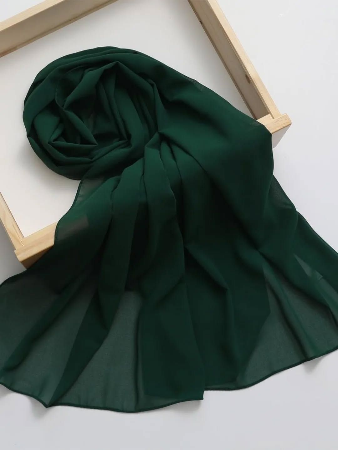 Georgette Solid Dark Green Women Dupatta-image-22