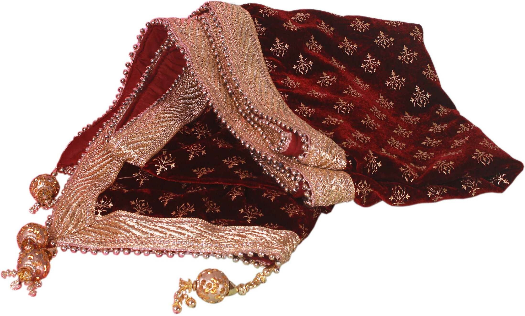 krypmax Velvet Embellished, Floral Print, Self Design Maroon Men Dupatta-picture-43