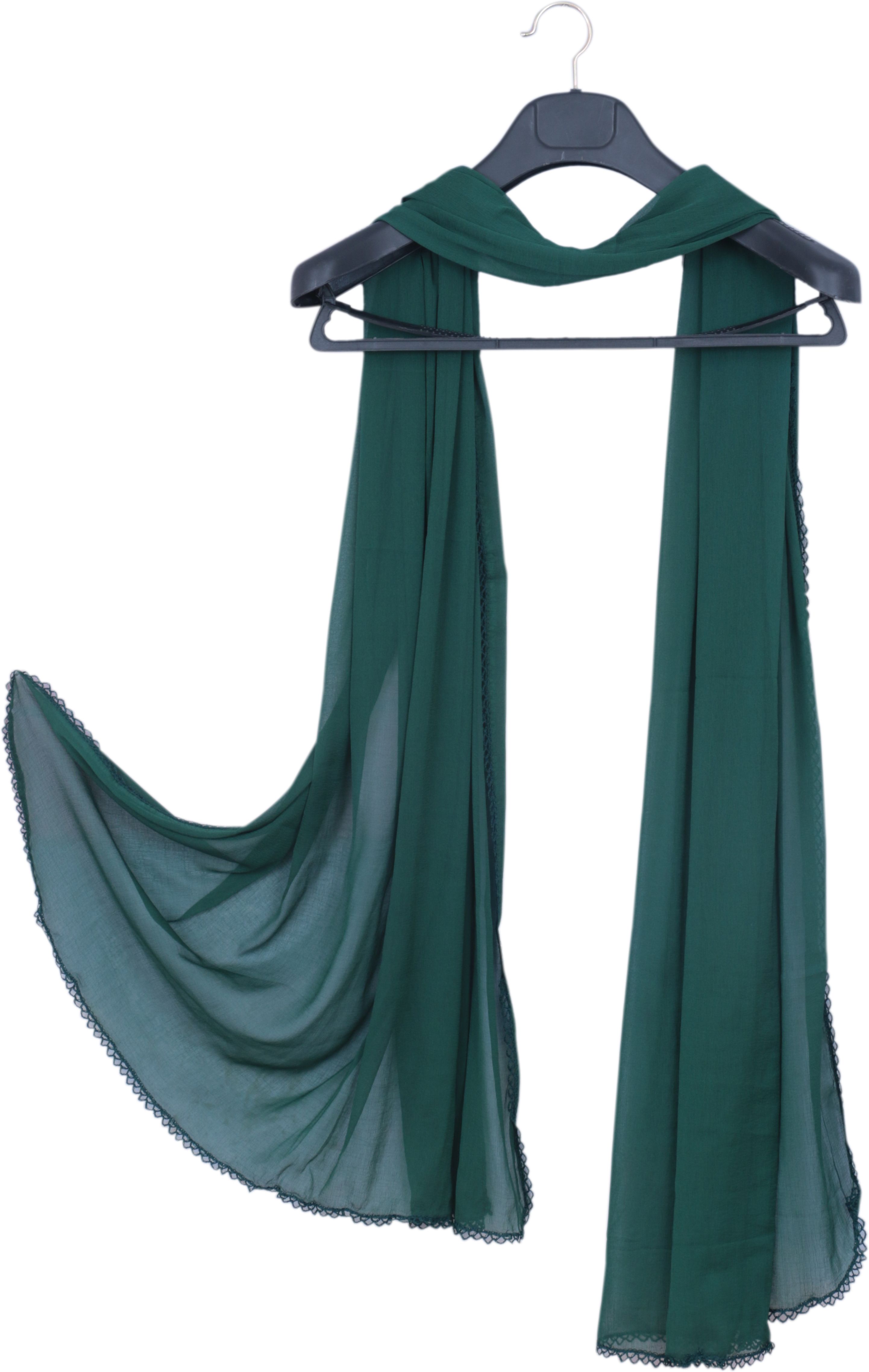 Chiffon Solid Dark Green Women Dupatta-image-13