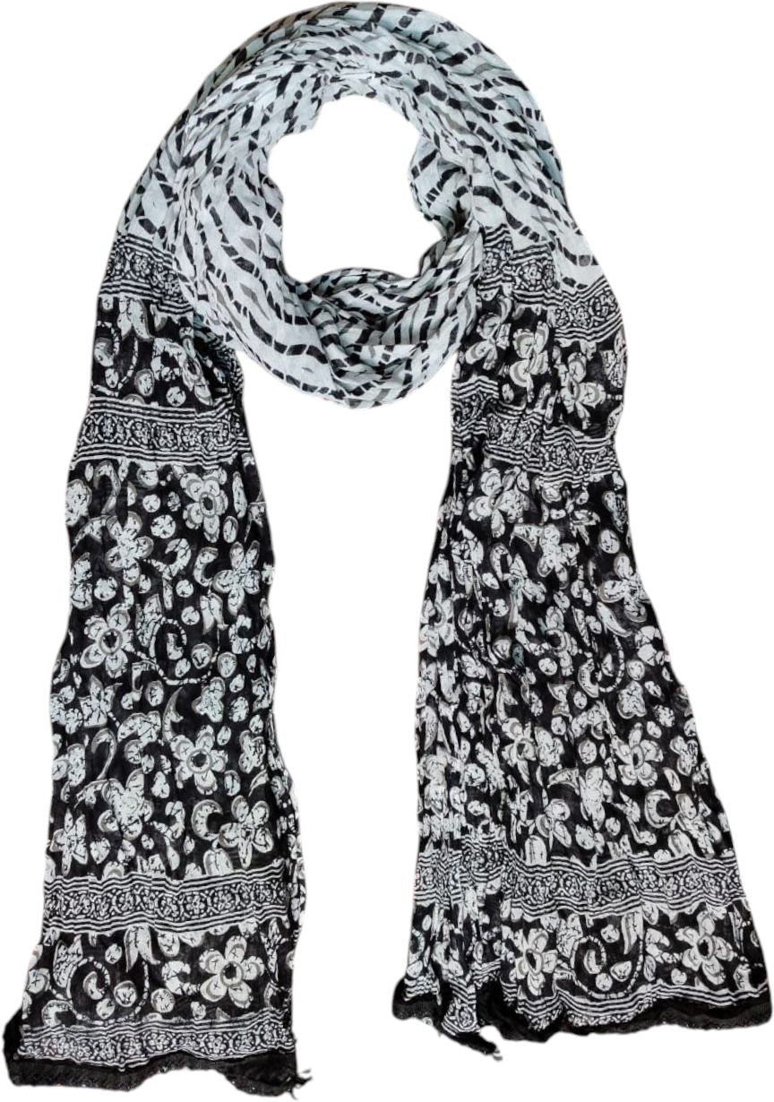 Pure Cotton Printed Black, White Women Dupatta-image-14