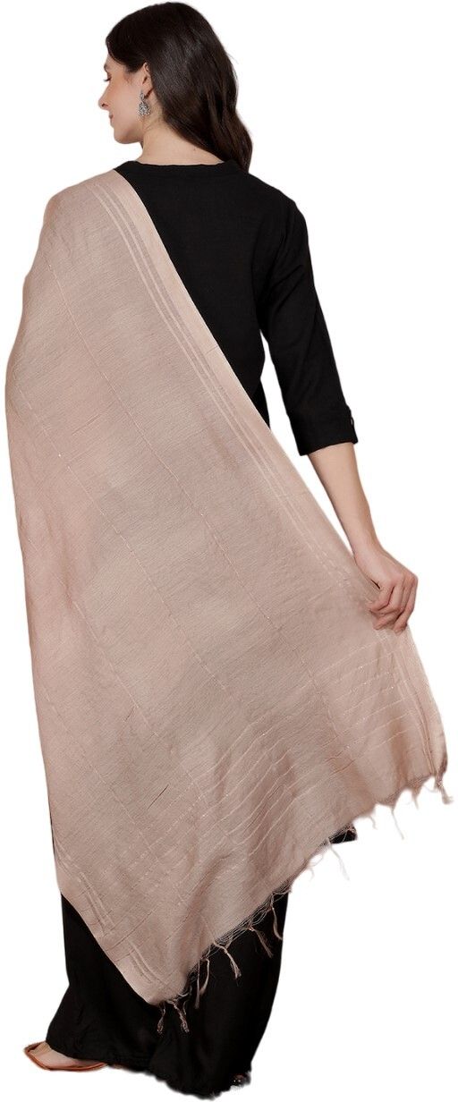 Cotton Blend Solid Beige Women Dupatta-image-37