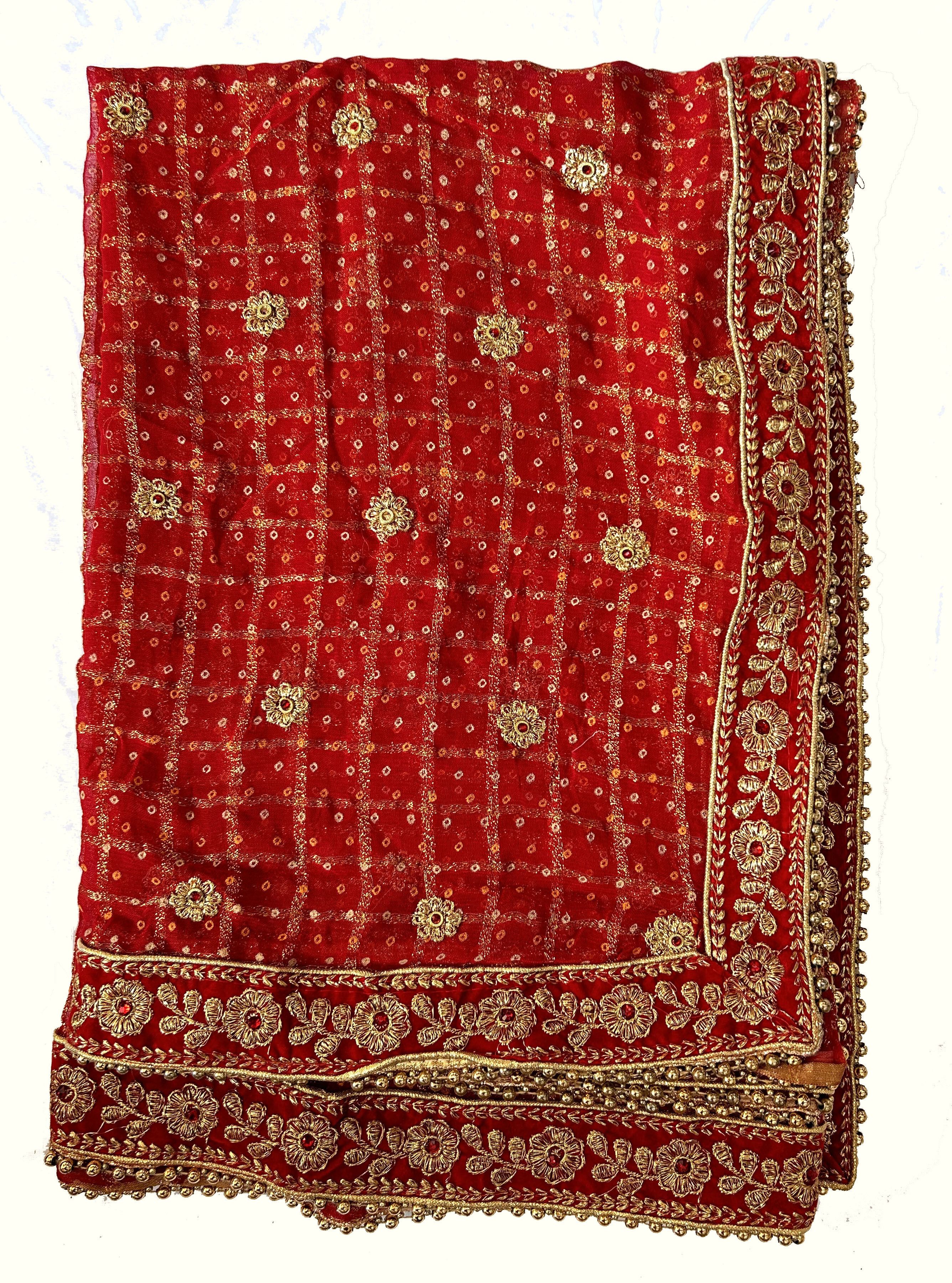 houseofcommon Georgette Embroidered Red Women Dupatta-picture-11