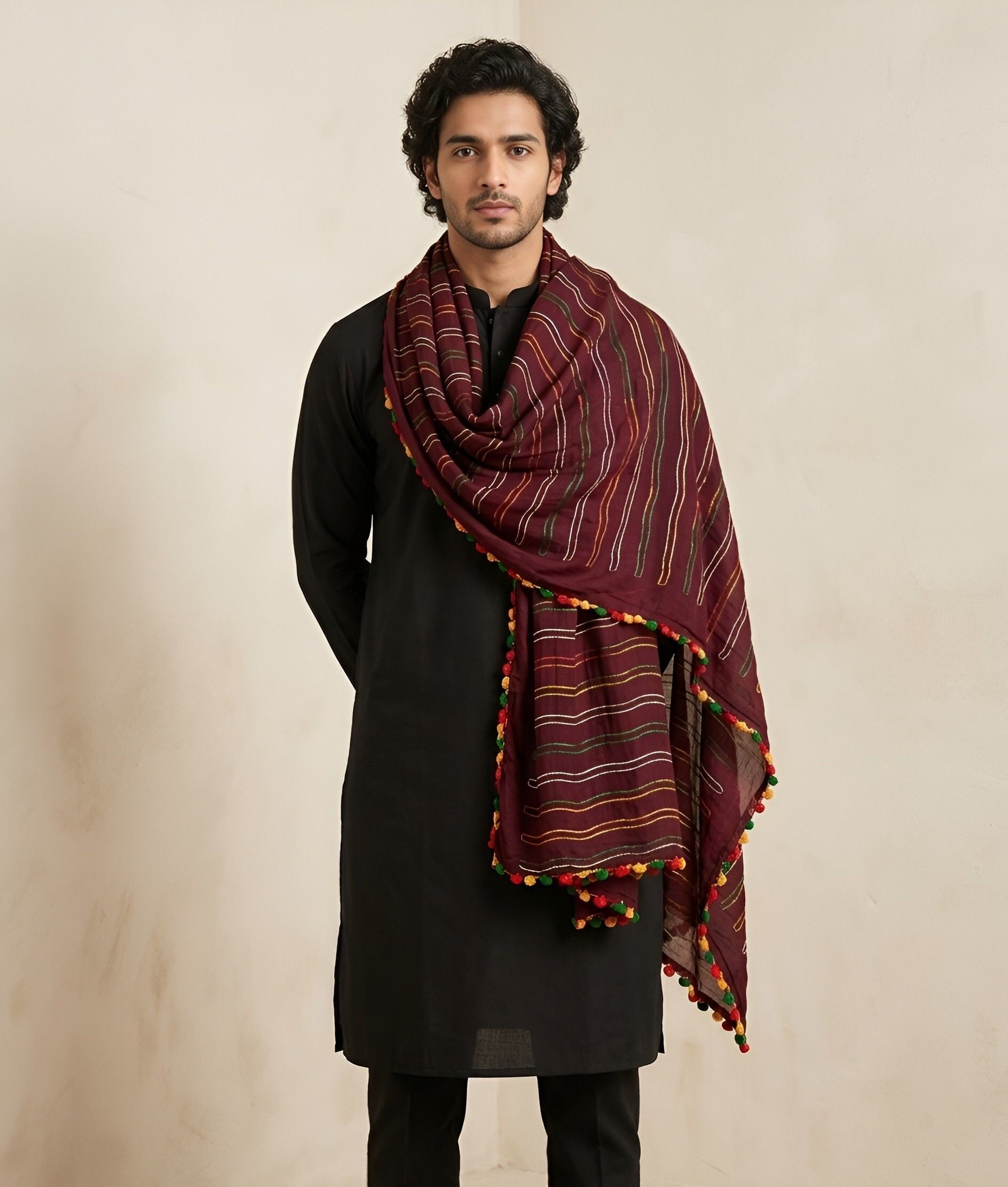 muffly Chiffon Striped Multicolor Men Dupatta-picture-43