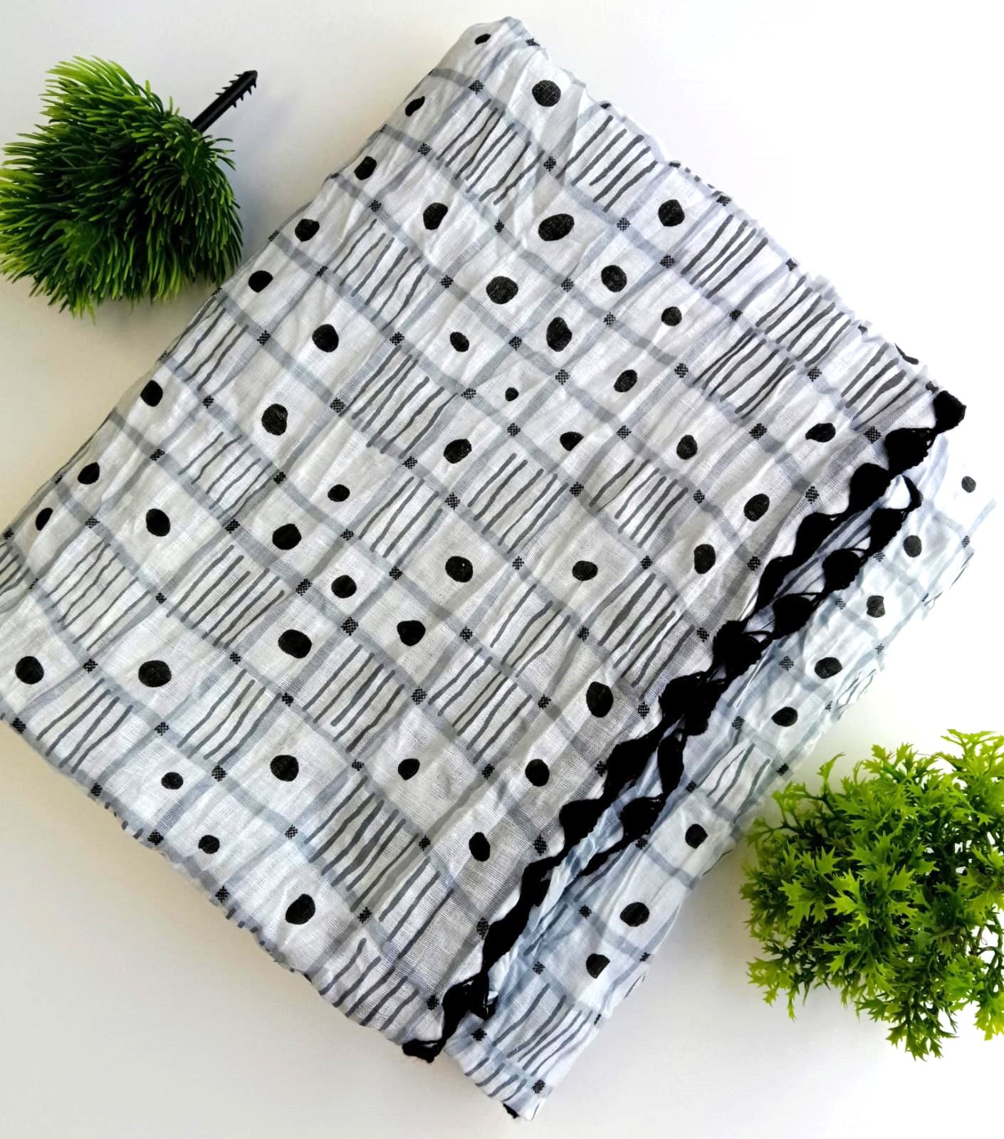 Pure Cotton Printed Black Men Dupatta-image-1