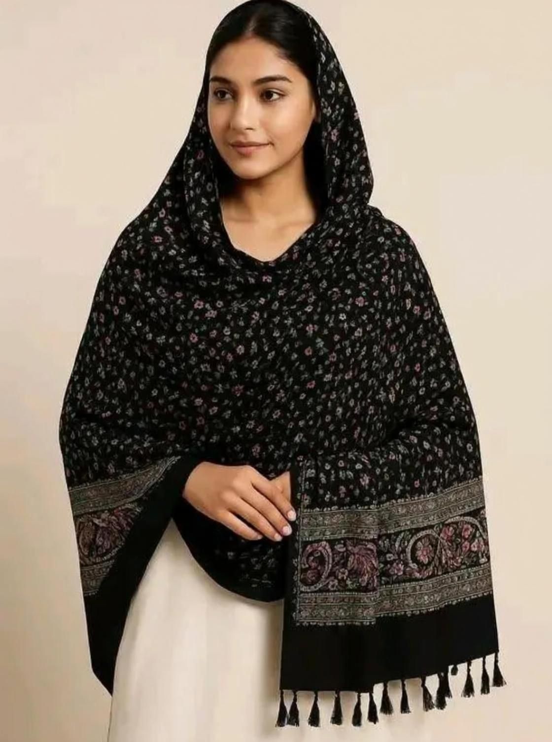 aayat fashion zone Cotton Blend Polka Print Black Women Dupatta-picture-24