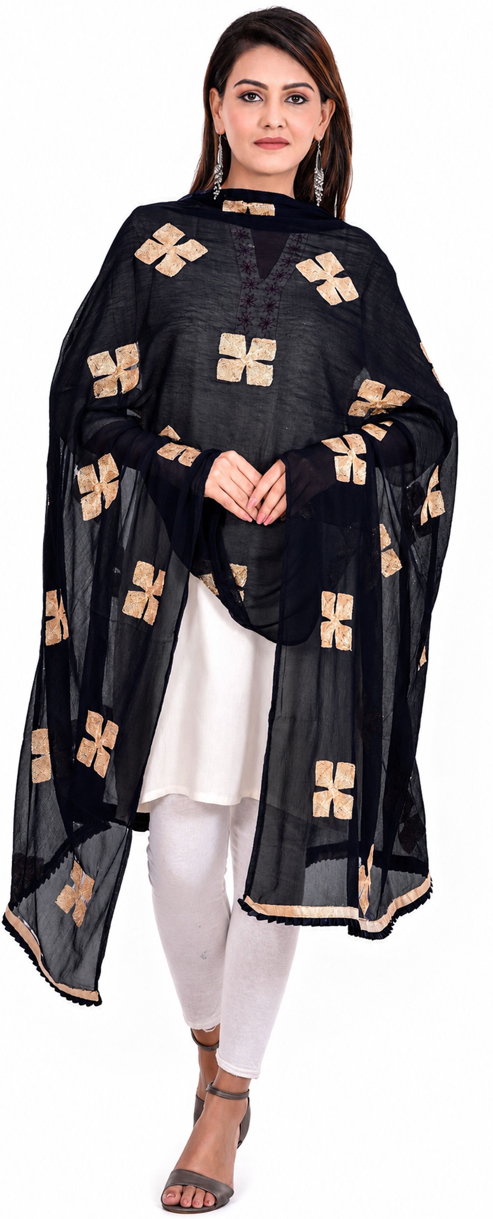 whiteheaven Chiffon Embroidered Black Women Dupatta-picture-26