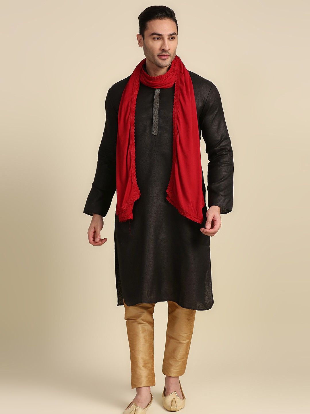 dupatta bazaar Chiffon Solid Maroon Men Dupatta-picture-44