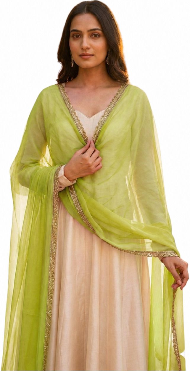 Chiffon Solid Light Green Women Dupatta-image-21