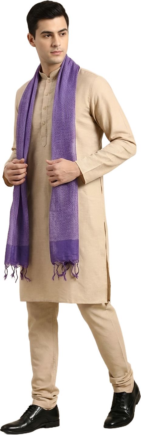 Pure Cotton Solid Blue Men Dupatta-image-8