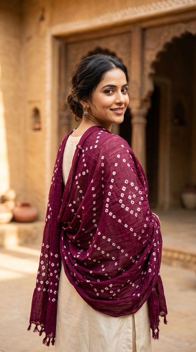 Pure Cotton Printed Maroon Women Dupatta-image-40