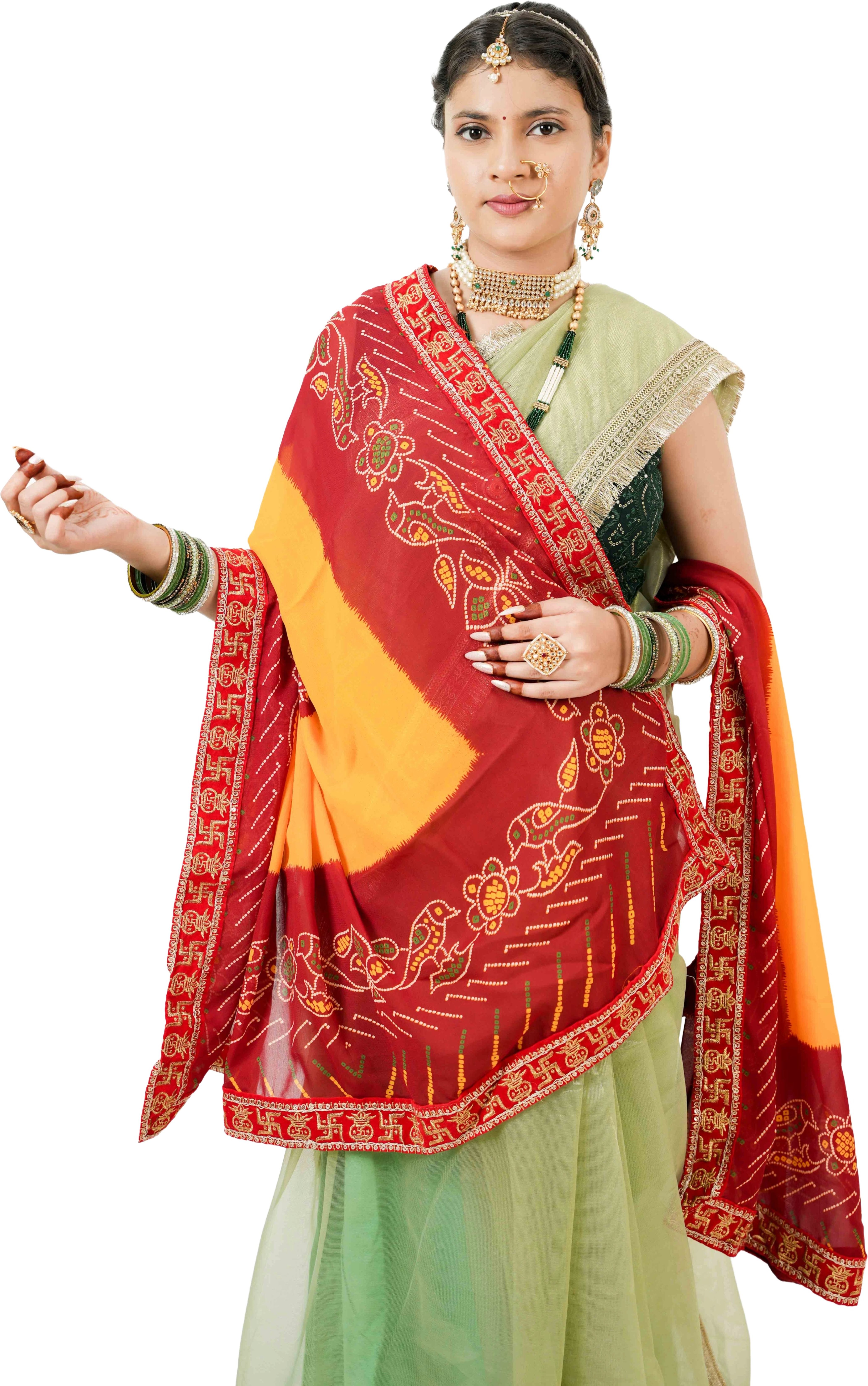Poly Georgette Embroidered Yellow Women Dupatta-image-9