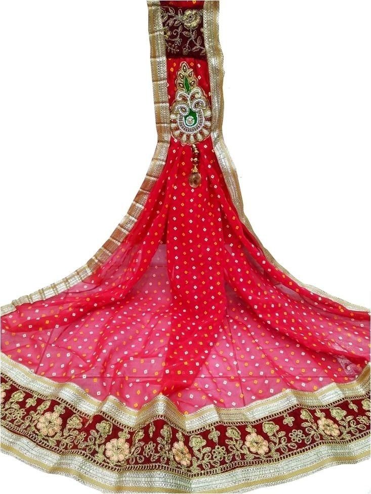 Poly Georgette Embroidered Red Women Dupatta-image-35