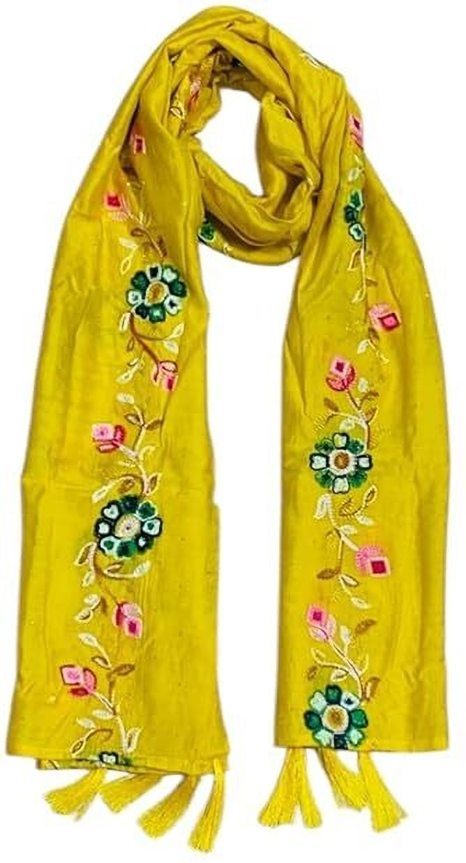 Poly Chanderi, Cotton Blend Embroidered, Floral Print Pink Women Dupatta-image-9