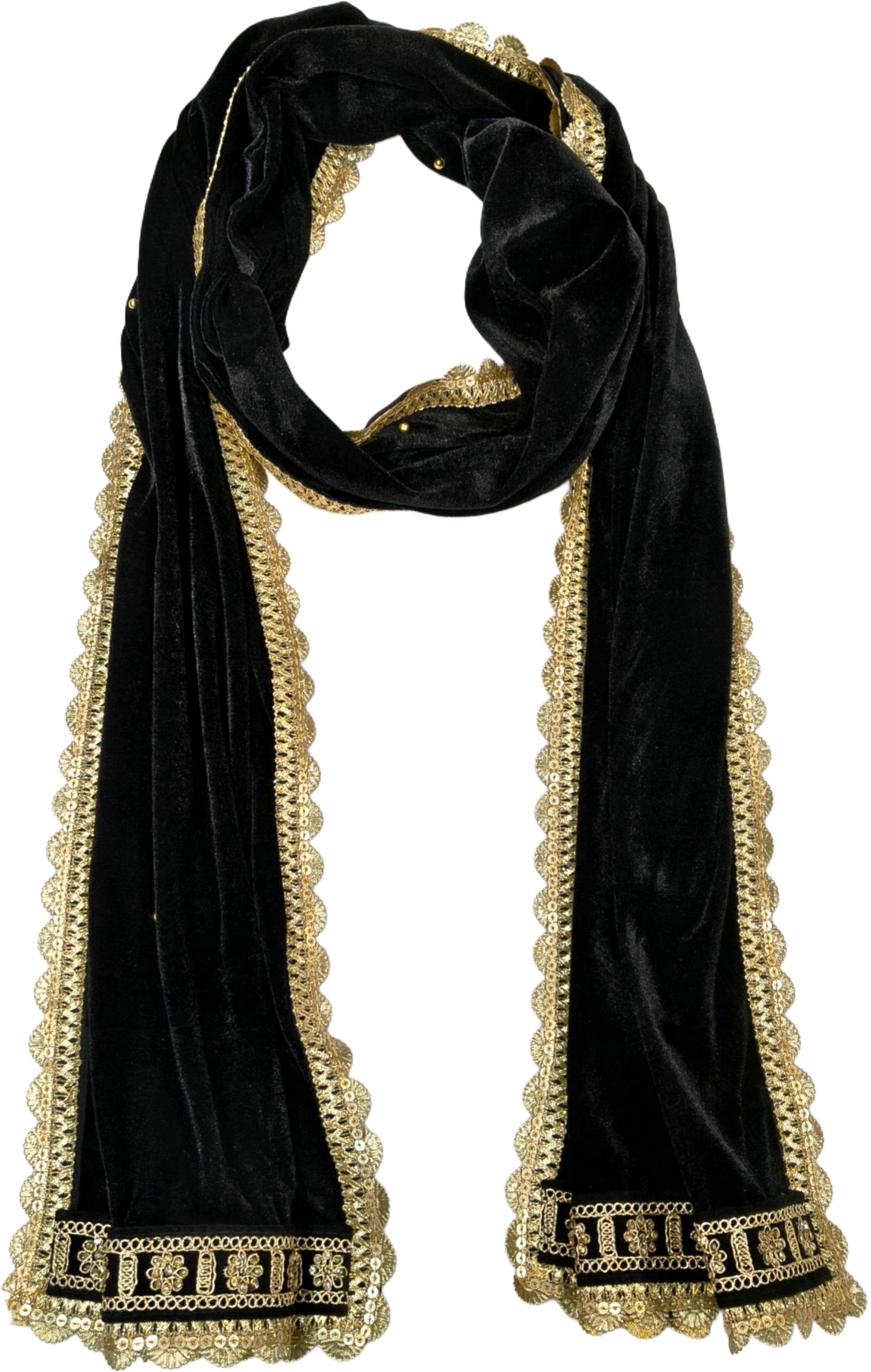 Velvet Embellished Black, Gold Men Dupatta-image-25