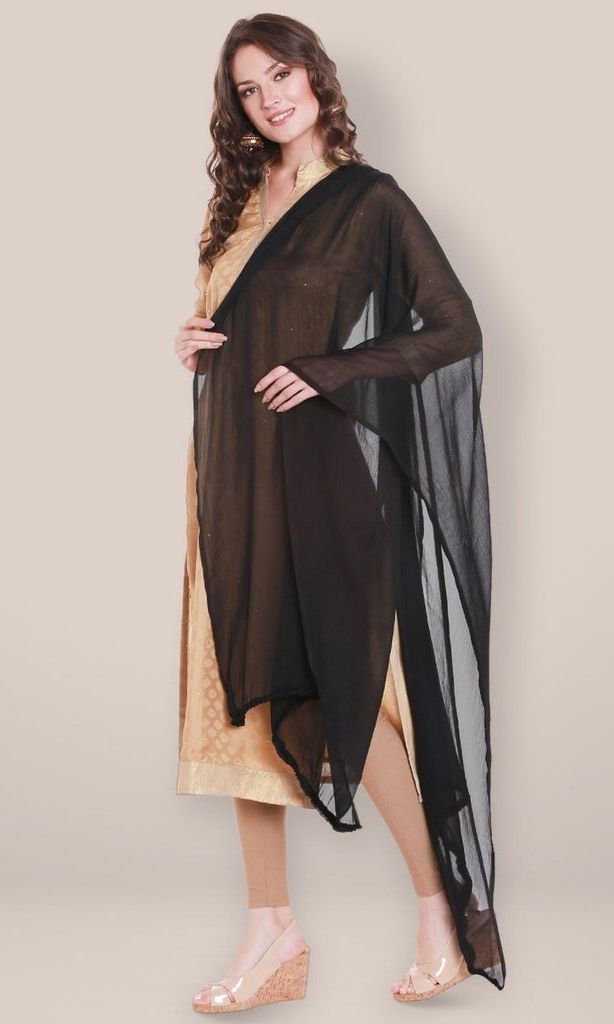 nk fashion Georgette Solid Black Women Dupatta-picture-44