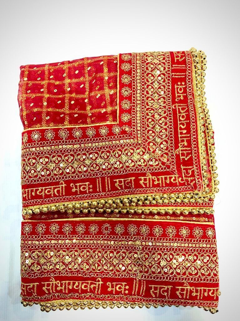 dhenulace Silk Blend Embellished, Embroidered Red, Gold Women Dupatta-picture-27
