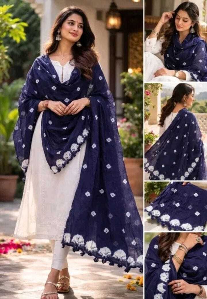 Pure Cotton Self Design Purple Women Dupatta-image-34