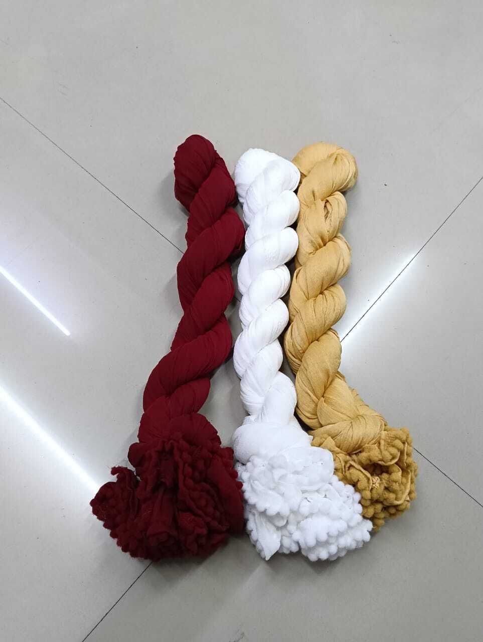 Chiffon Solid White, Maroon, Gold Women Dupatta-image-5