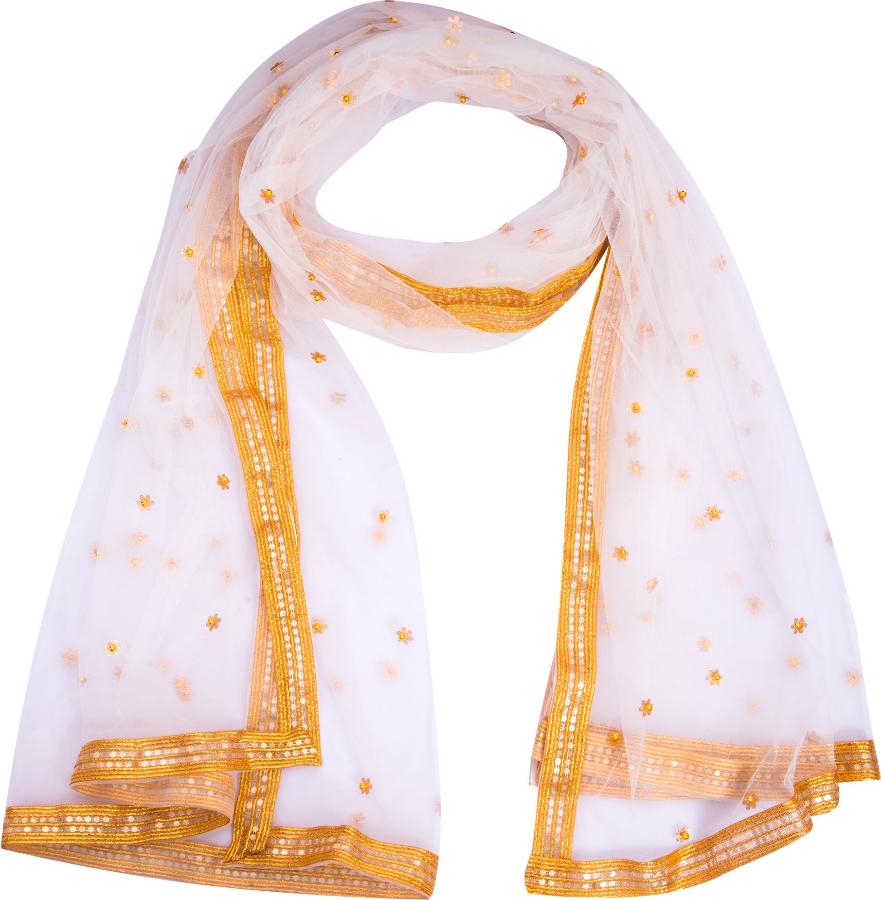 whiteheaven Net Embroidered White Women Dupatta-picture-0