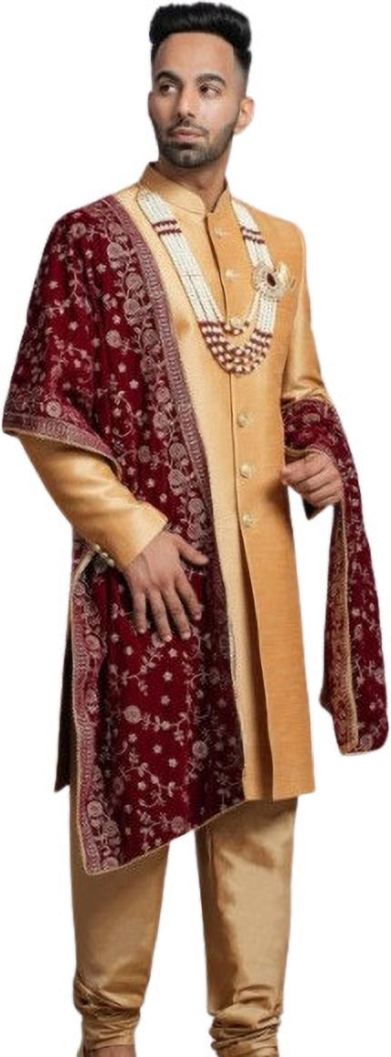 Velvet Embroidered Maroon Men Dupatta-image-42