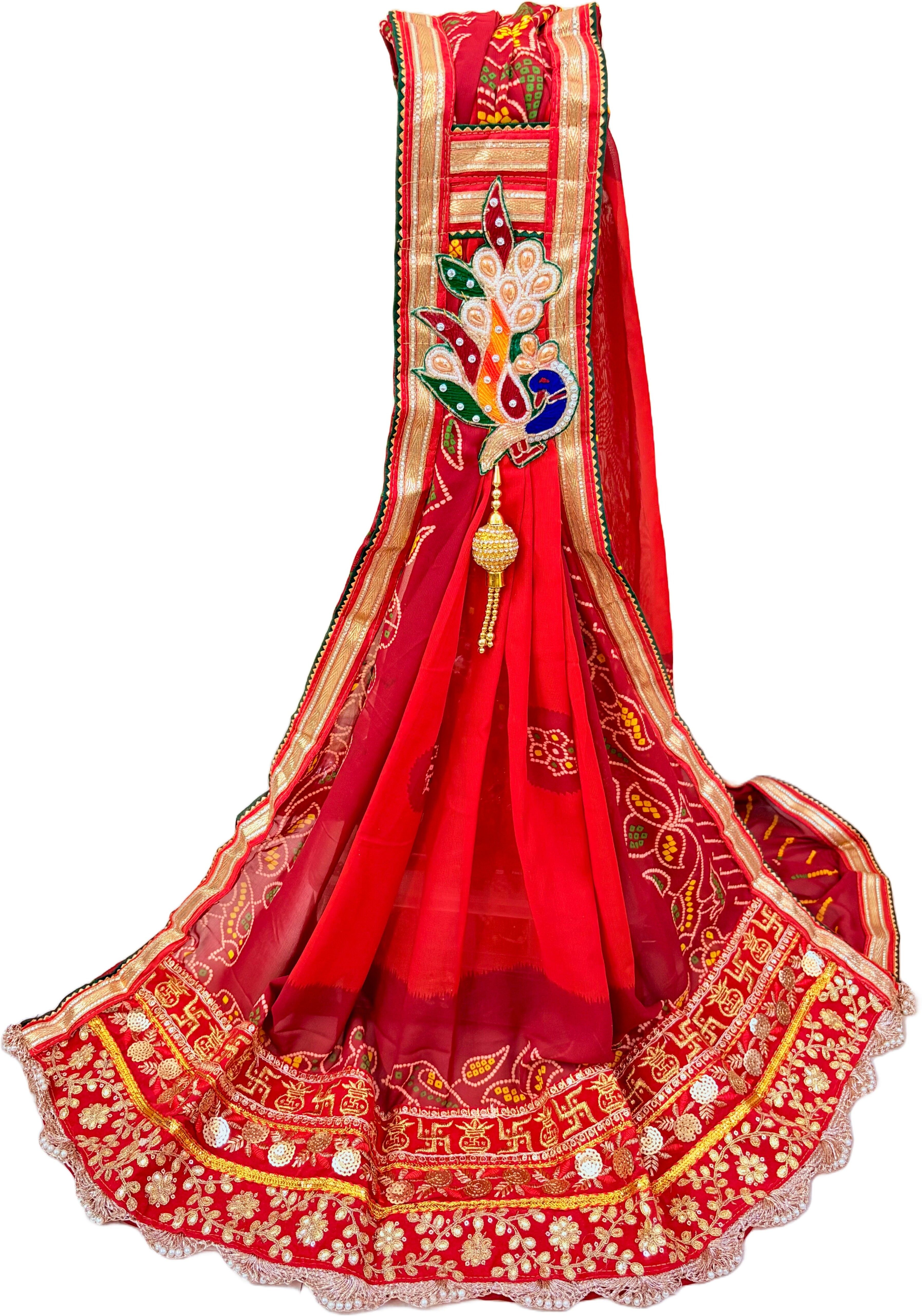 agrawal creations Poly Georgette Embroidered Orange Women Dupatta-picture-45