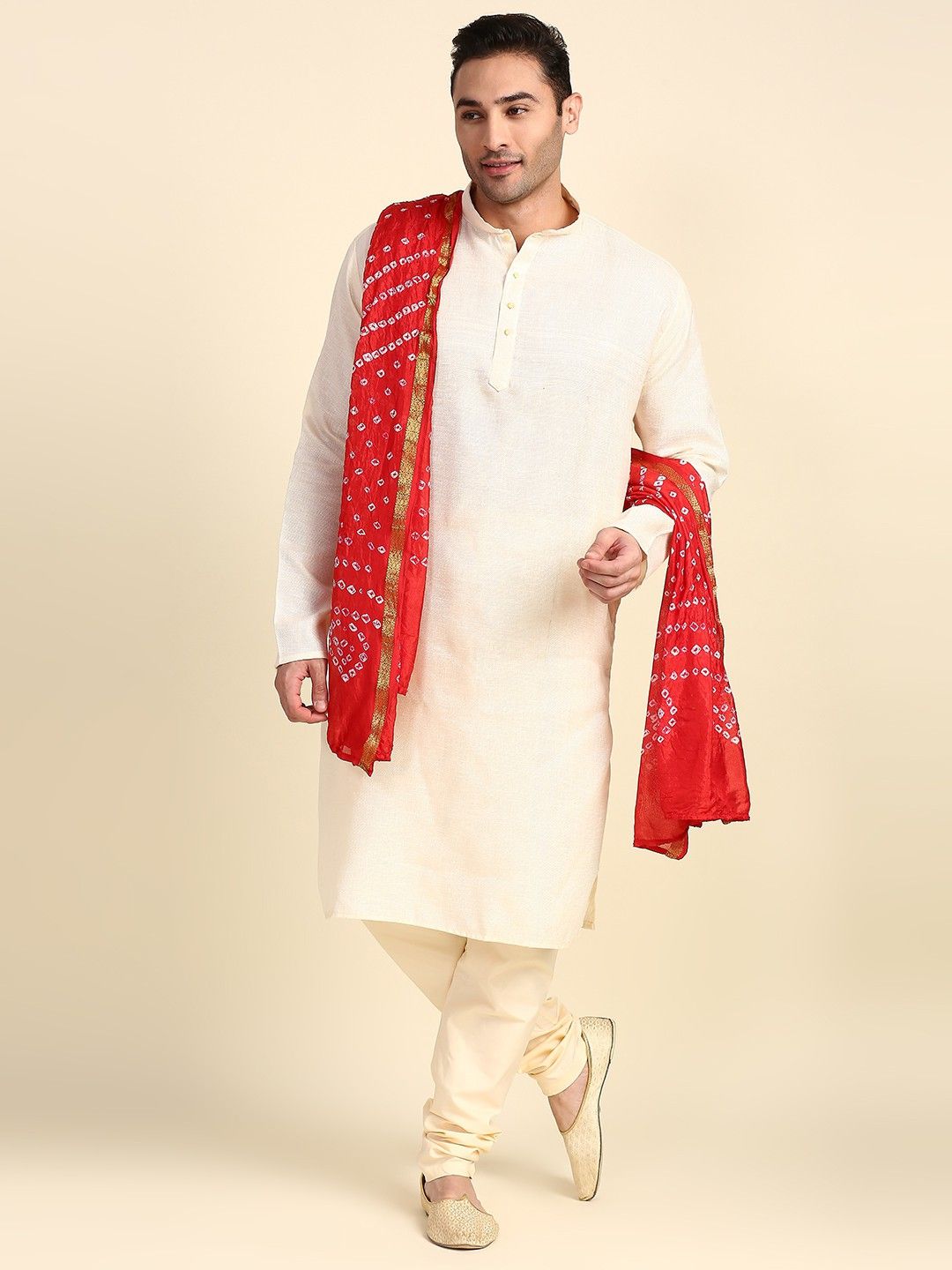 Silk Blend Printed Red Men Dupatta-image-32