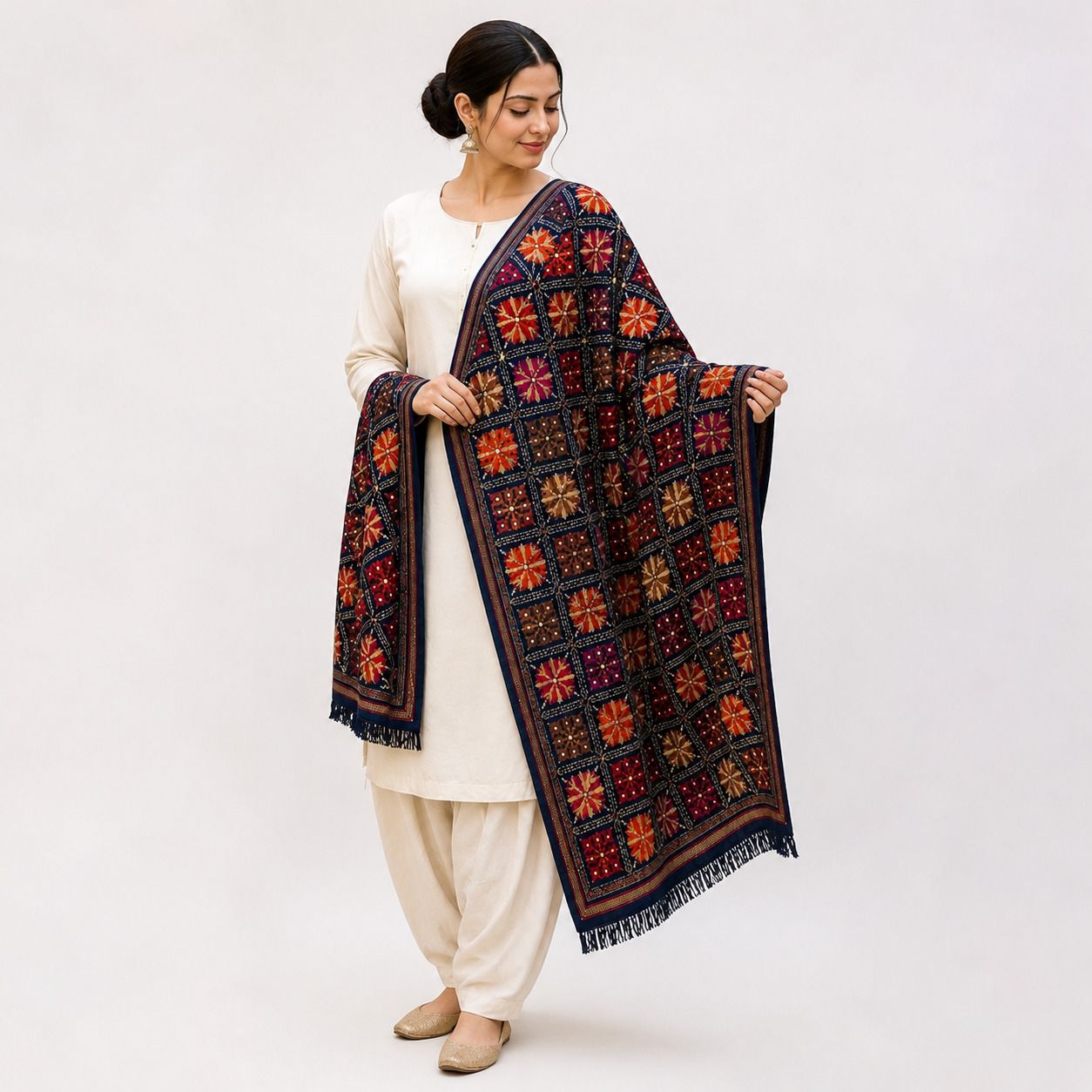 Chiffon Embroidered Blue Men Dupatta-image-9