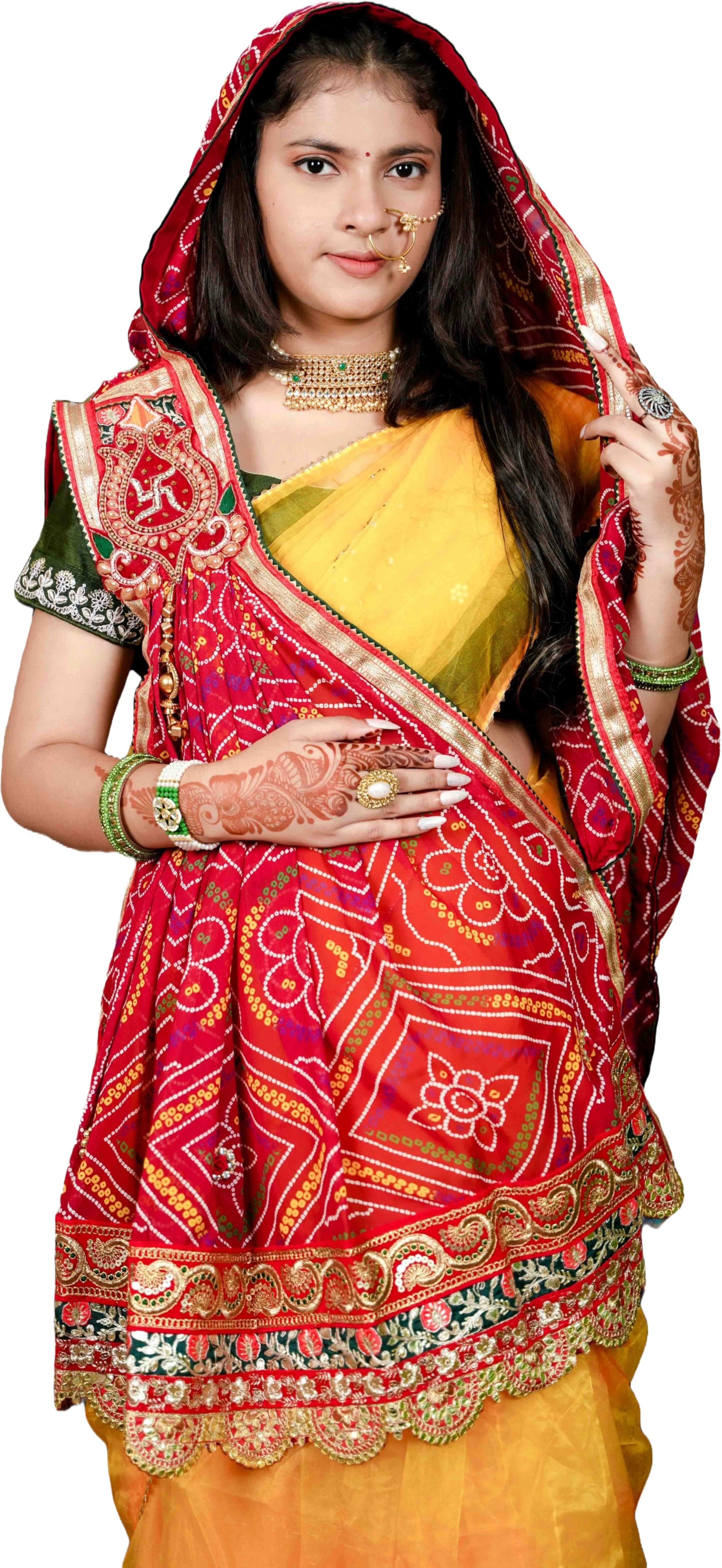 Poly Georgette Embroidered Red Women Dupatta-image-17