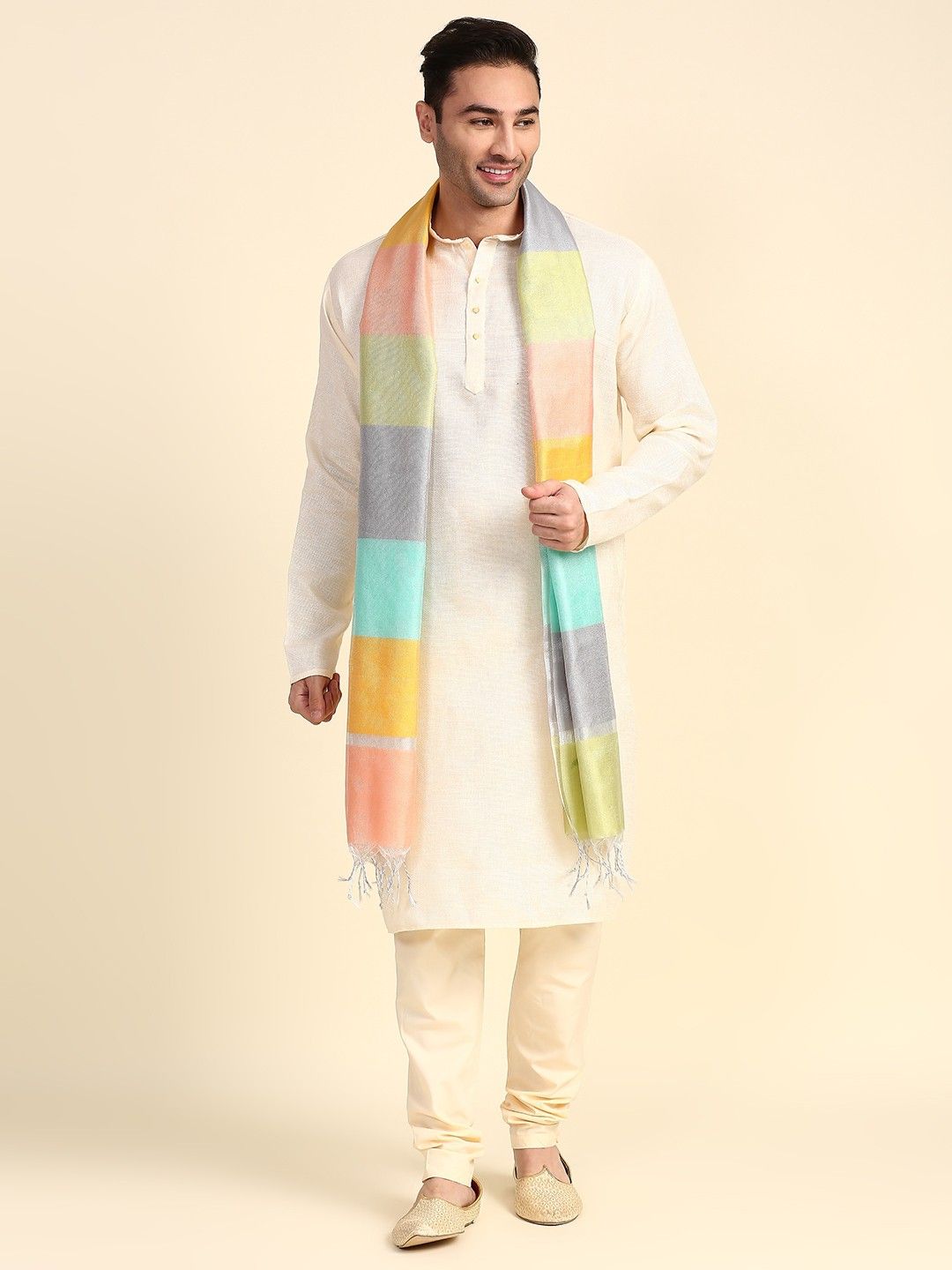 dupatta bazaar Silk Blend Woven Multicolor Men Dupatta-picture-41