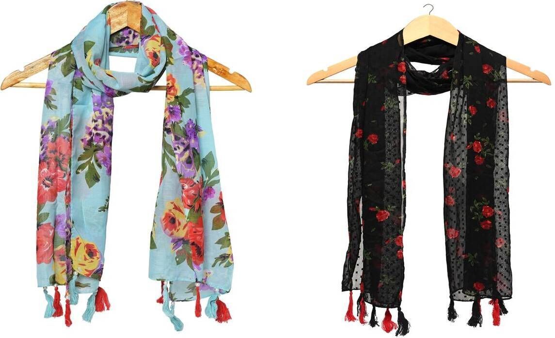 Printed Chiffon Women Multicolor Stole, Scarf, Fancy Scarf-image-43