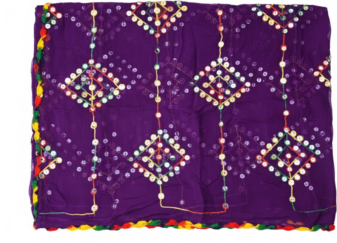 whiteheaven Chiffon Embroidered Purple Women Dupatta-picture-13