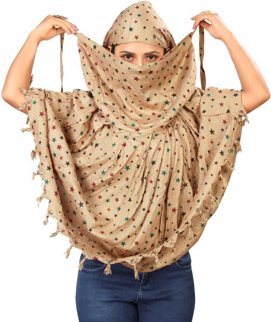 shreejiecom Printed Rayon Women Beige Scarf, Bluetooth Scarf, Fancy Scarf, Stole, Faux Turtleneck Neck Cover-picture-32